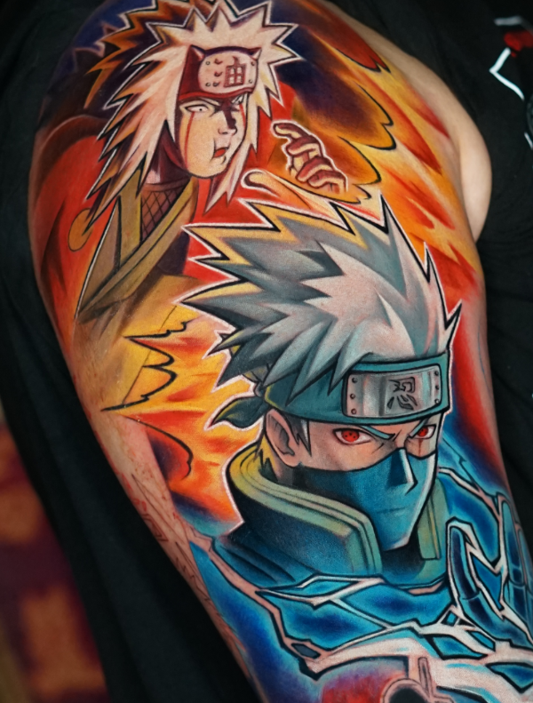 tatuaje tattoo anime fullcolor todo color en Elda Alicante España Madrid Barcelona Asturias de Naruto, Kakashi, Jiraiya