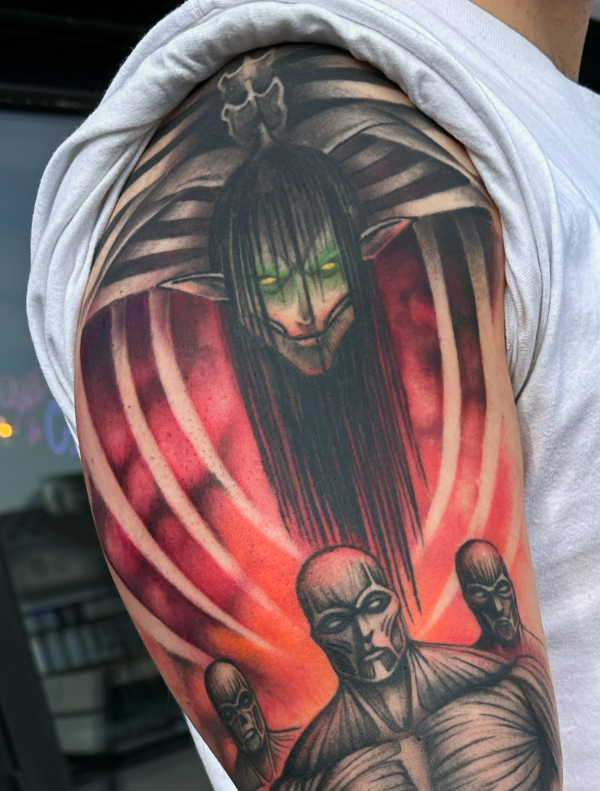 tatuaje curado eren titán fundador ataque a los titanes